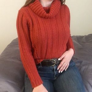 Orange Wide-Neck Turtleneck